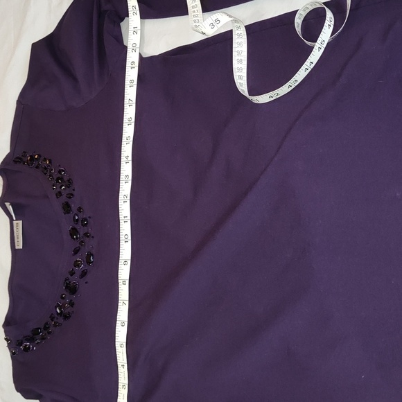 Chico's T Shirt Size 2 Purple Beaded Long Sleeve Scoop Neck Embellished Large - Picture 4 of 11